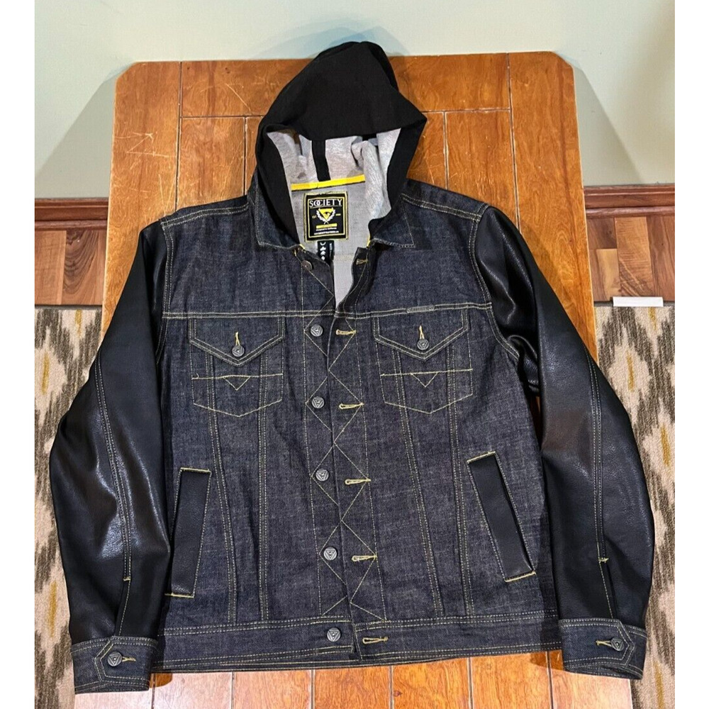 Society Bandit Denim Button Up Jacket Mens Size XL